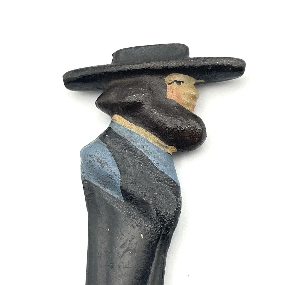 Vintage 1930s Cast Iron Amish Man Letter Opener Figural Folk‎ Art 6